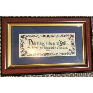 Delight Thyself Also In The Lord Psalms 37:4 Caligraphy Artwork Vintage 1998!